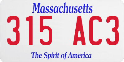 MA license plate 315AC3