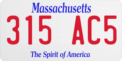 MA license plate 315AC5