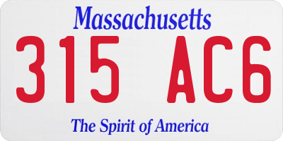 MA license plate 315AC6