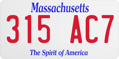 MA license plate 315AC7