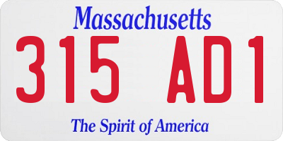 MA license plate 315AD1