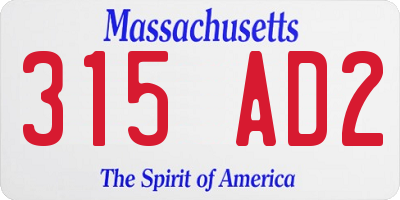 MA license plate 315AD2
