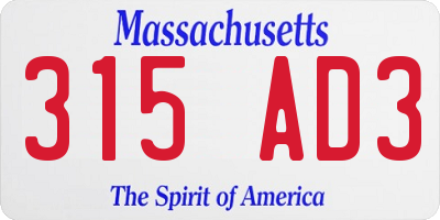 MA license plate 315AD3