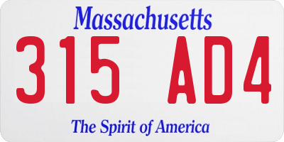 MA license plate 315AD4