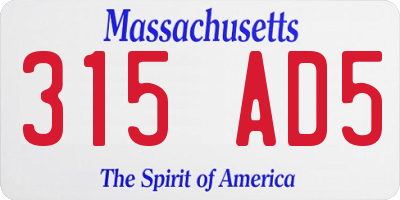 MA license plate 315AD5