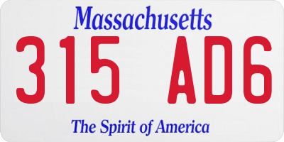 MA license plate 315AD6