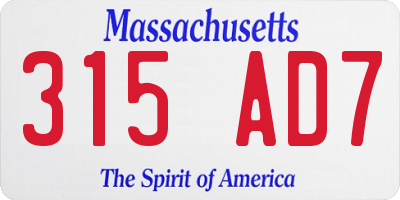 MA license plate 315AD7