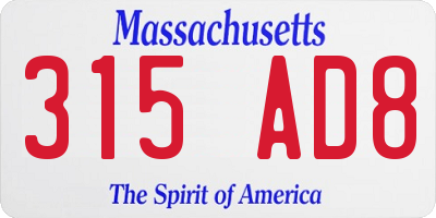 MA license plate 315AD8