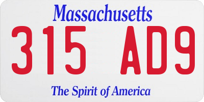 MA license plate 315AD9