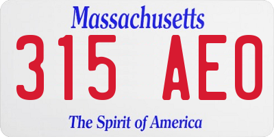 MA license plate 315AE0