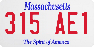 MA license plate 315AE1