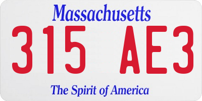 MA license plate 315AE3