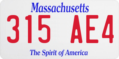 MA license plate 315AE4