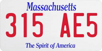 MA license plate 315AE5
