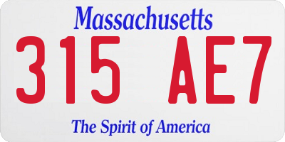 MA license plate 315AE7
