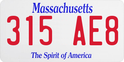 MA license plate 315AE8