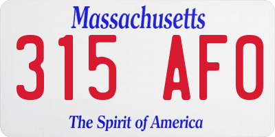 MA license plate 315AF0