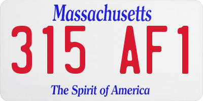 MA license plate 315AF1