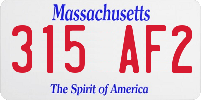 MA license plate 315AF2