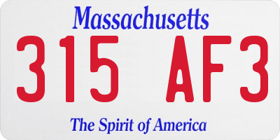 MA license plate 315AF3