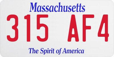 MA license plate 315AF4