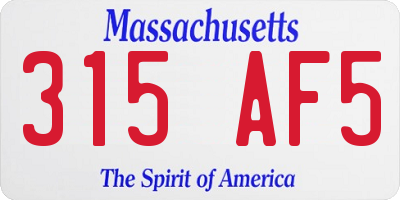 MA license plate 315AF5