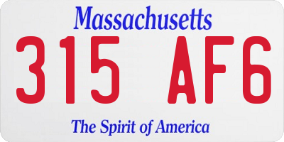 MA license plate 315AF6