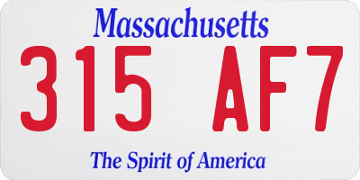 MA license plate 315AF7