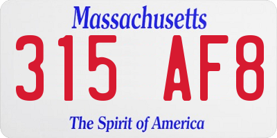 MA license plate 315AF8
