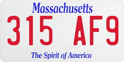 MA license plate 315AF9