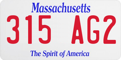 MA license plate 315AG2