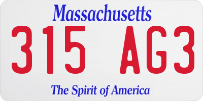 MA license plate 315AG3