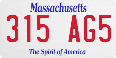 MA license plate 315AG5