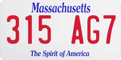 MA license plate 315AG7