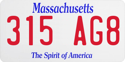 MA license plate 315AG8