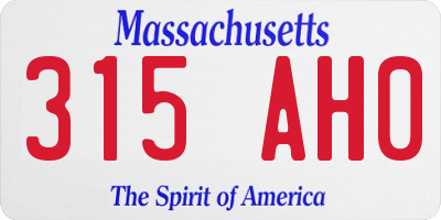 MA license plate 315AH0