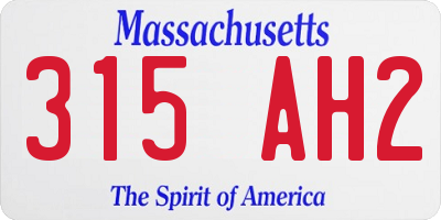 MA license plate 315AH2