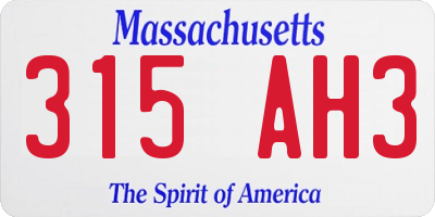 MA license plate 315AH3