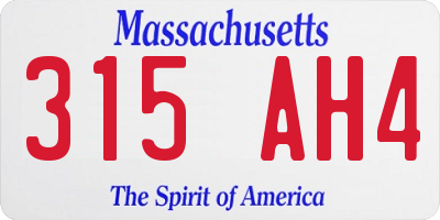 MA license plate 315AH4
