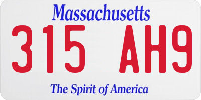 MA license plate 315AH9