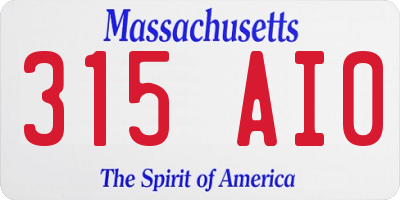 MA license plate 315AI0