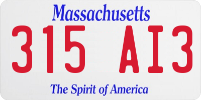 MA license plate 315AI3