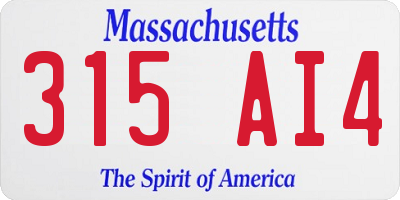 MA license plate 315AI4