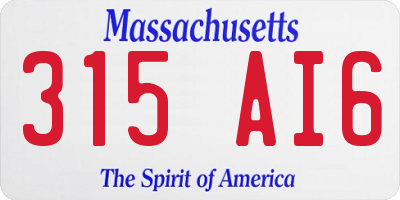 MA license plate 315AI6