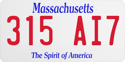 MA license plate 315AI7