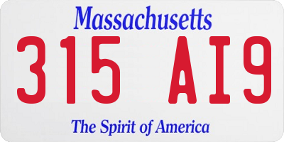 MA license plate 315AI9