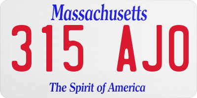 MA license plate 315AJ0