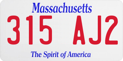MA license plate 315AJ2