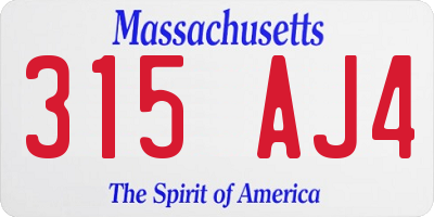 MA license plate 315AJ4