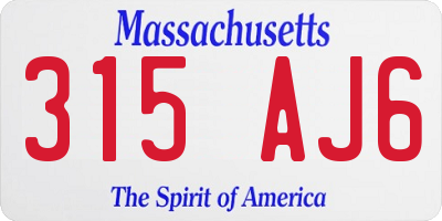 MA license plate 315AJ6